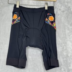 Beroy Cycling Shorts Womens Medium Black Multicolor Padded Chamois Pockets Bike
